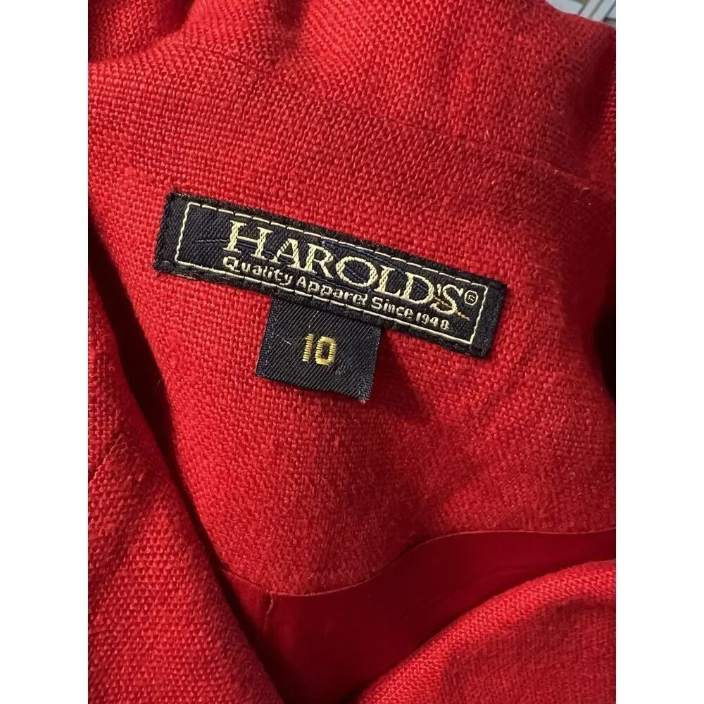 Vintage Harold’s 100% Linen Red Double Breasted Vest Size 10 Tailored Lined